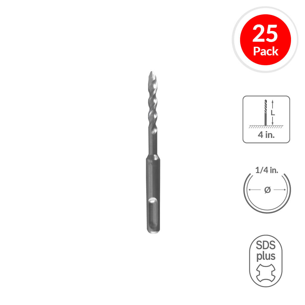 SABERCUT 1/2 in. x 6 in. SDS PLUS 2-Cutter Carbide Tip Concrete Drill Bit (25-Pack)