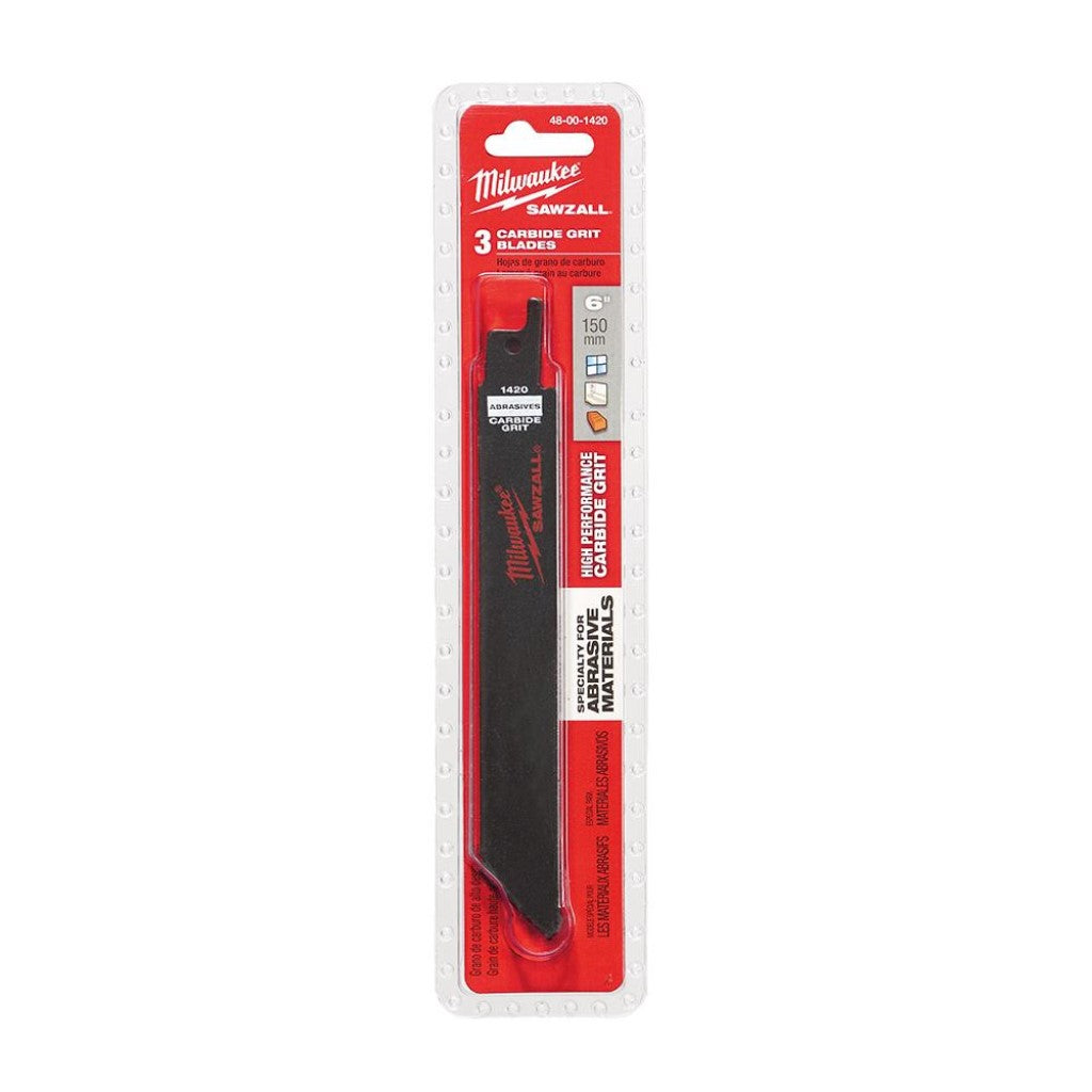 MILWAUKEE 48-00-1420 6" Carbide Grit Sawzall Blade (3 pk)