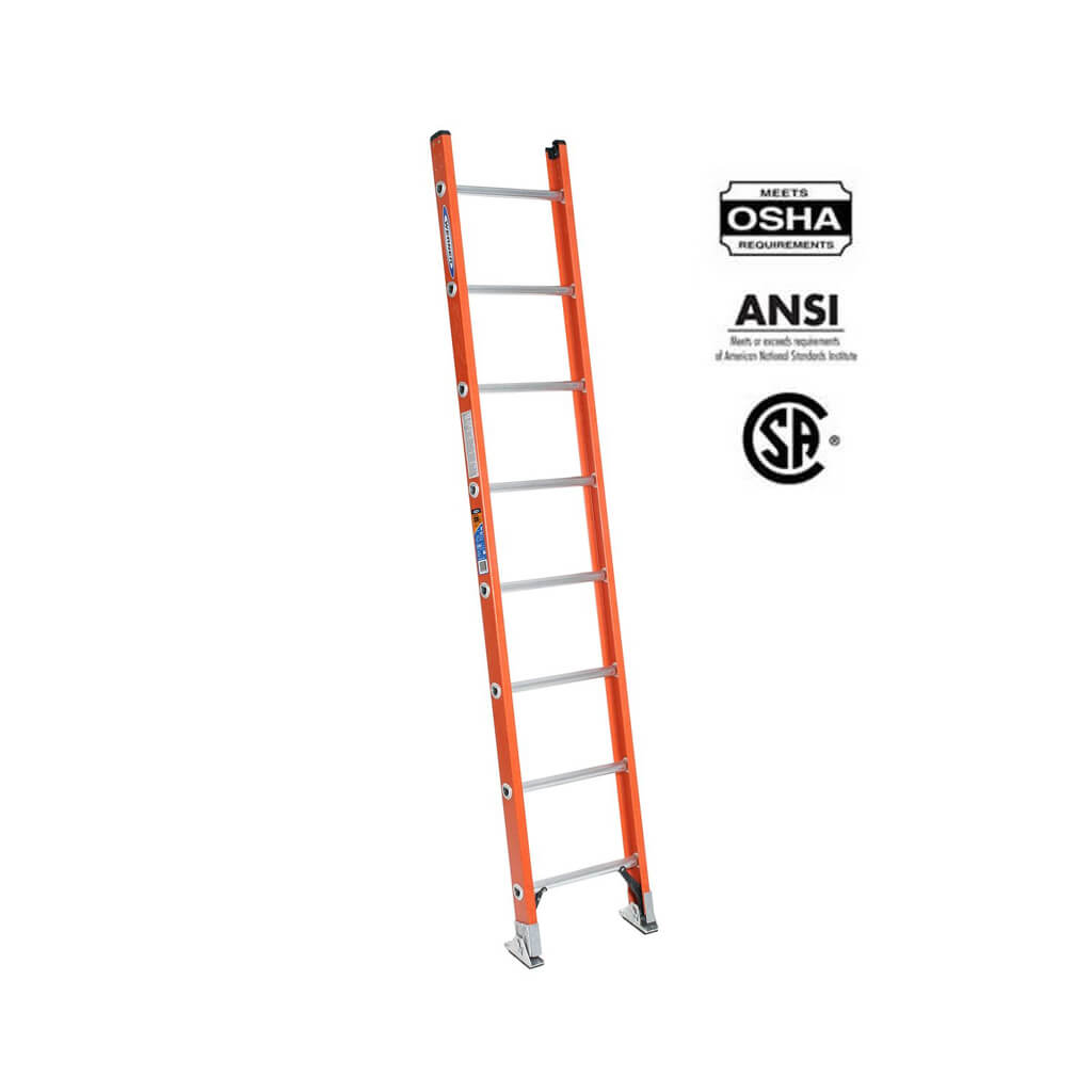 Werner D6208-1CA 8 ft. Fiberglass Straight Ladder, 300Lbs. Type IA
