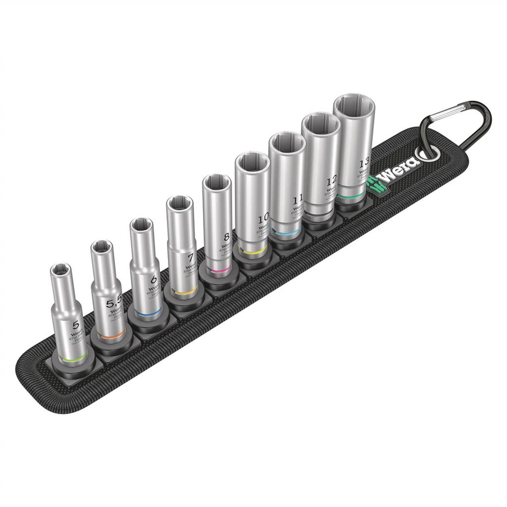 Wera 05004525001 1/4 in. Drive Belt A Deep 1 Socket Set (9-Piece)