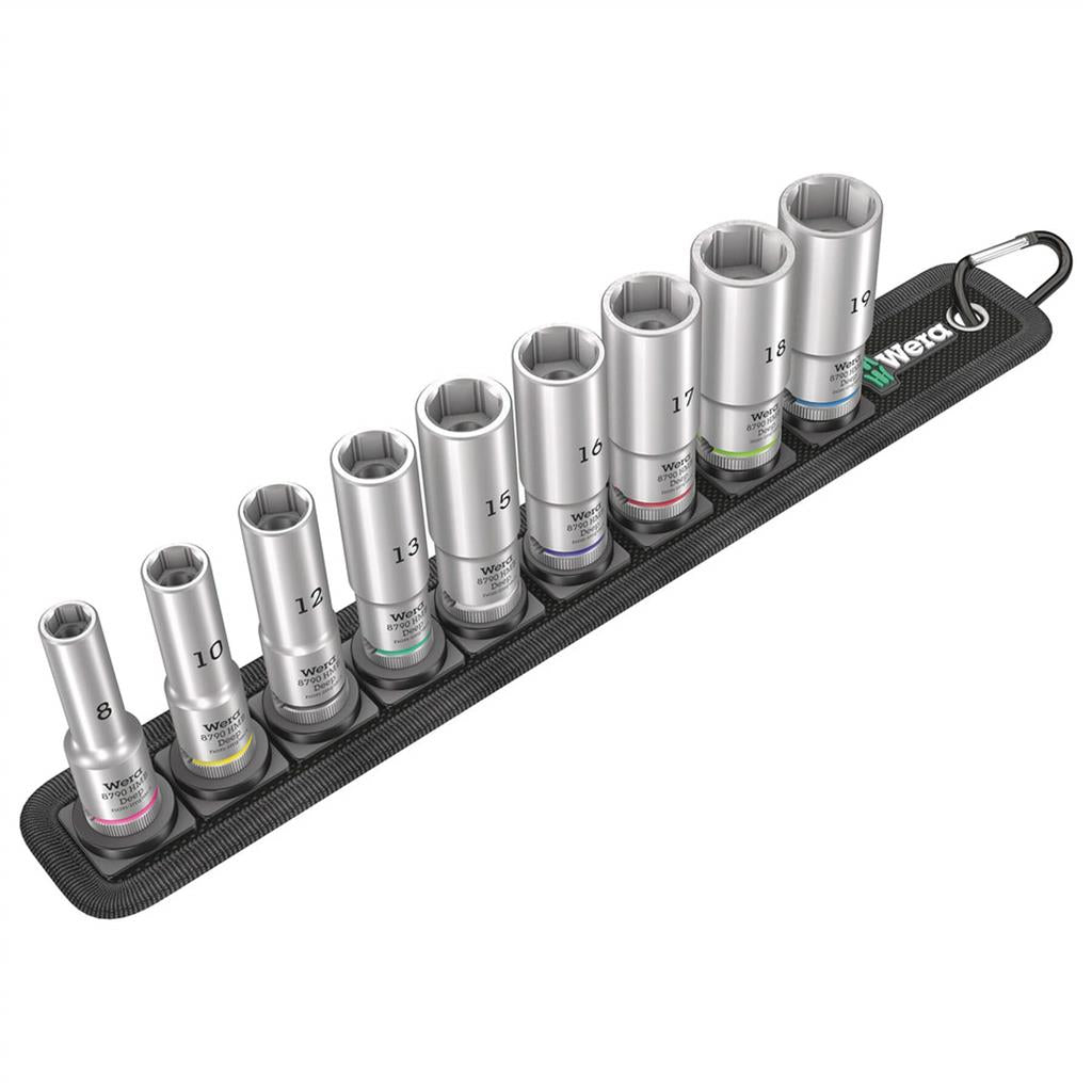 Wera 05004545001 3/8 in. Drive Belt B Deep 1 Socket Set (9-Piece)