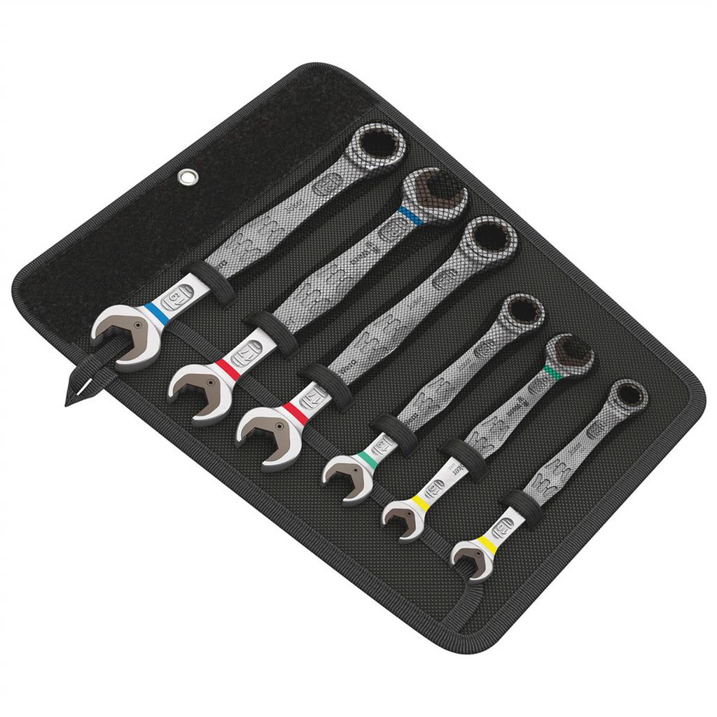 Wera 05020022001 Joker 6000/6002 Ratcheting Combination / Double Open-Ended Wrench Set (6-Piece)