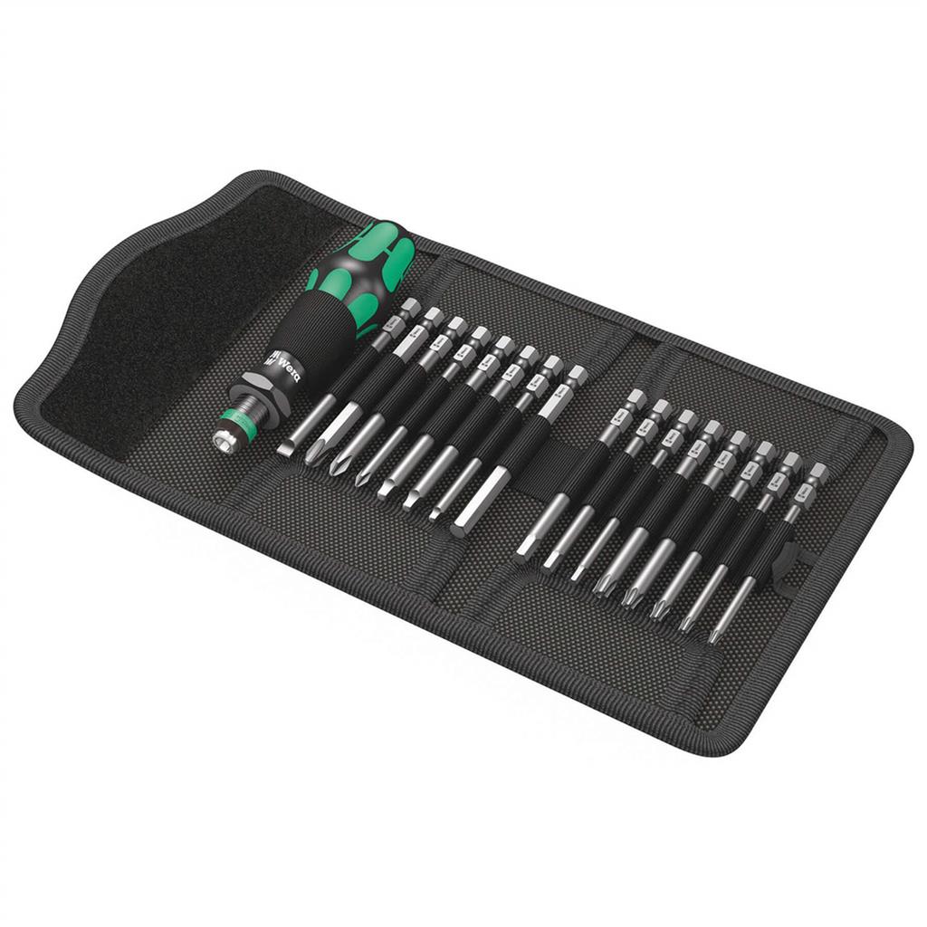 Wera 05051042001 Kraftform Kompakt 60 Imperial 1/4 in. Bitholding Quick-Release Chuck Screwdriver and Bit Set (17-Piece)