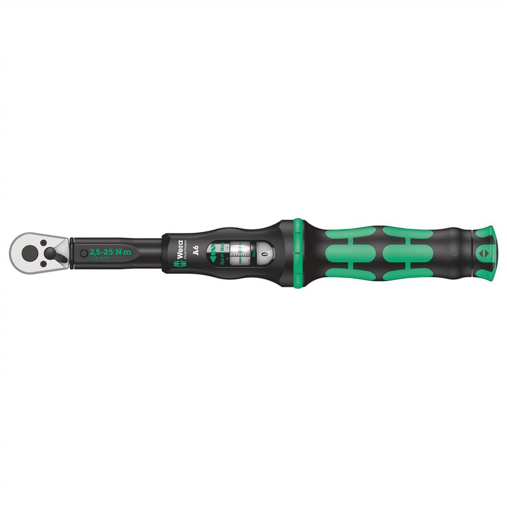 Wera 05075605001 1/4 in. Hex Drive 2.5-25 Nm Click-Torque A 6 Torque Wrench with Reversible Ratchet