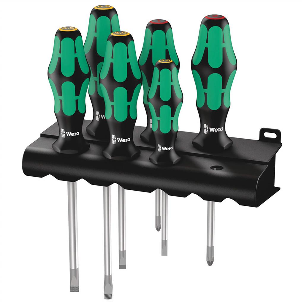 Wera 05105650001 334/6 Kraftform Plus Screwdriver Set with Rack (6-Piece)