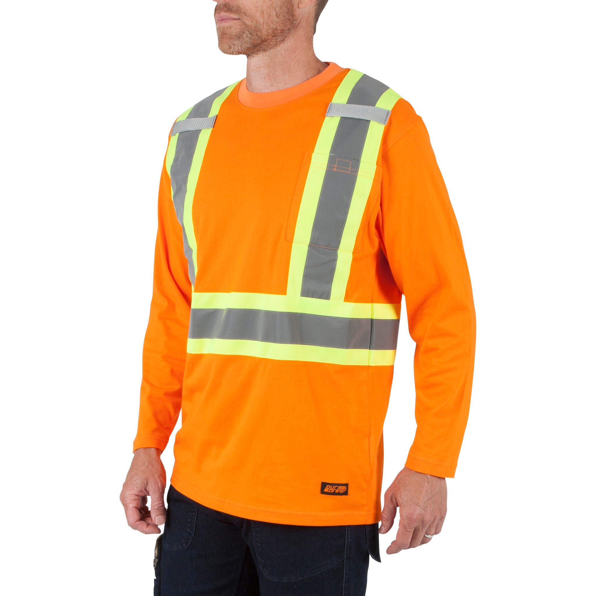 DURADRIVE 100% COTTON HI-VIS L/S T-SHIRT - ORANGE