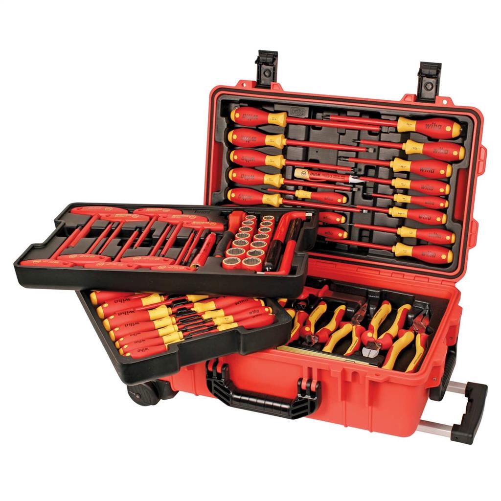 Wiha 32800 Master Electrician's Insulated Tool Set in Rolling Hard Case (80-Piece)