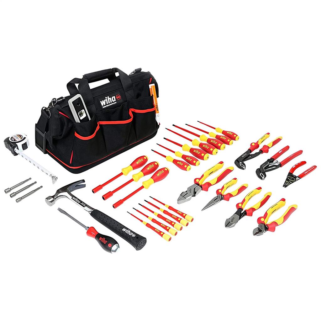 DISC-WIHA 32935 INSULATED INDUSTRIAL JOURNEYMAN'S TOOL SET, 30 PIECE. SET INCLUDES: INS. PICOFINISH