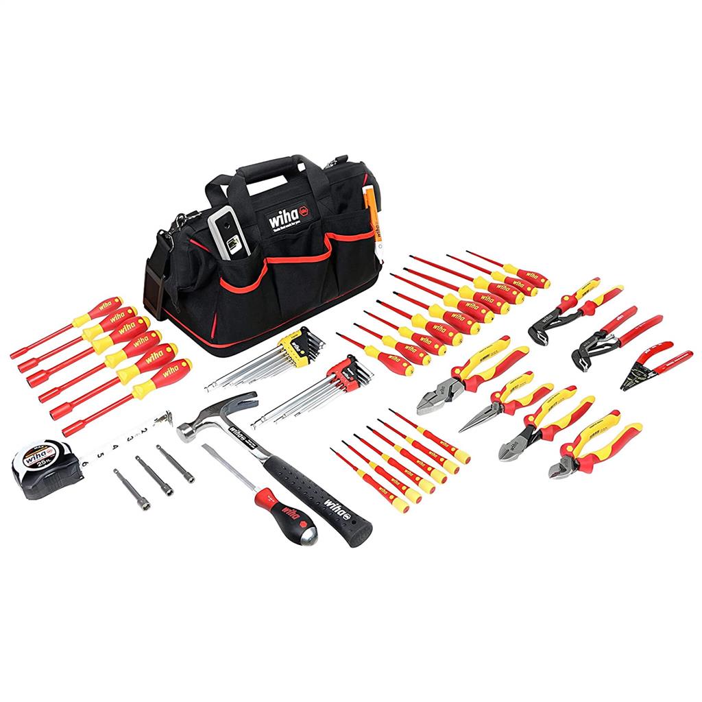 DISC-WIHA 32937 INSULATED INDUSTRIAL MASTER ELECTRICIAN'S SET, 59 PIECE. SET INCLUDES: INS. PICOFINI