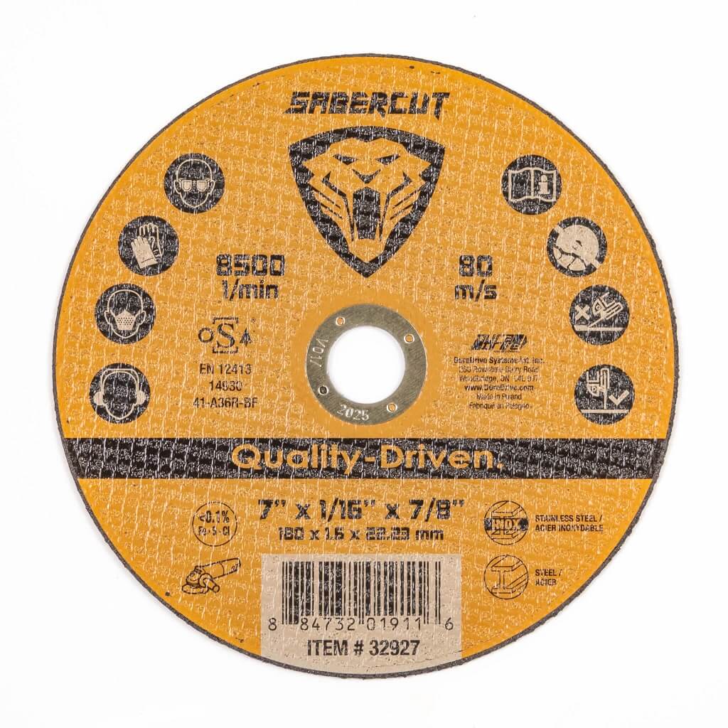 SABERCUT METAL CUT OFF WHEEL FLAT 7X1/16X7/8" (STEEL/SS)