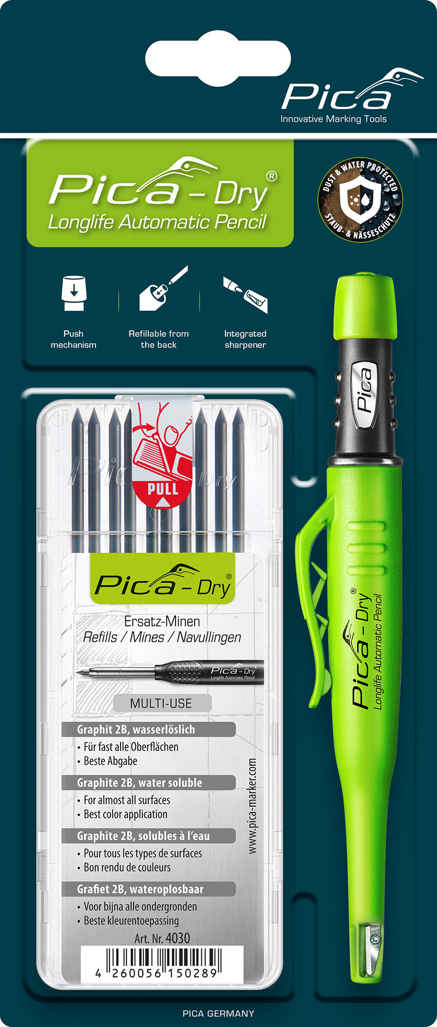 PICA Dry Longlife Automatic Pencil and Refill Bundle (Graphite)
