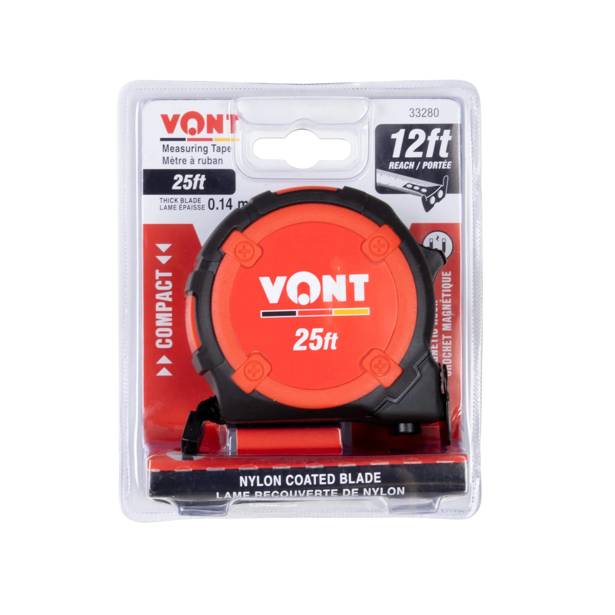 VONT Compact 25ft. Tape Measure