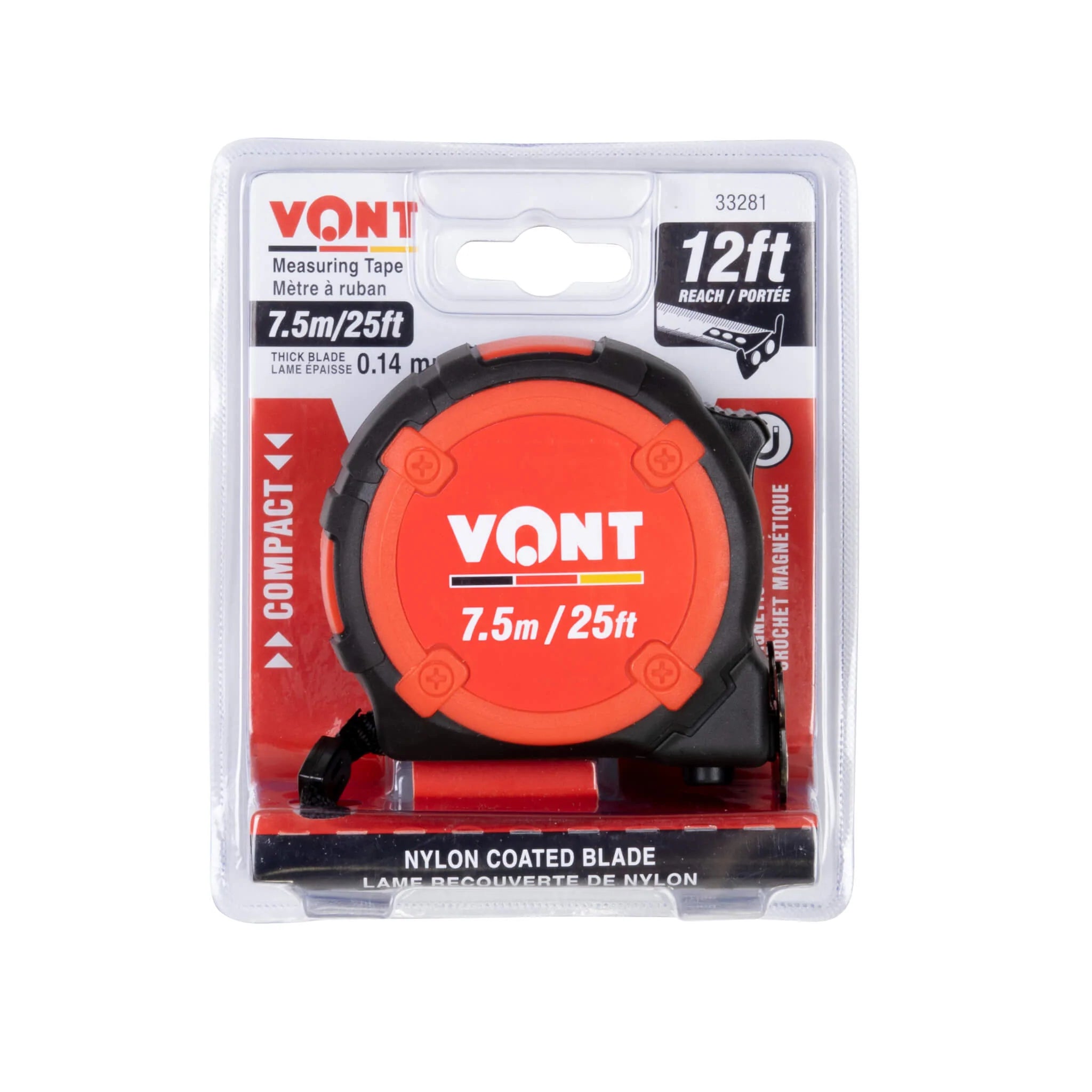 VONT Compact 7.5 m/25ft. Tape Measure