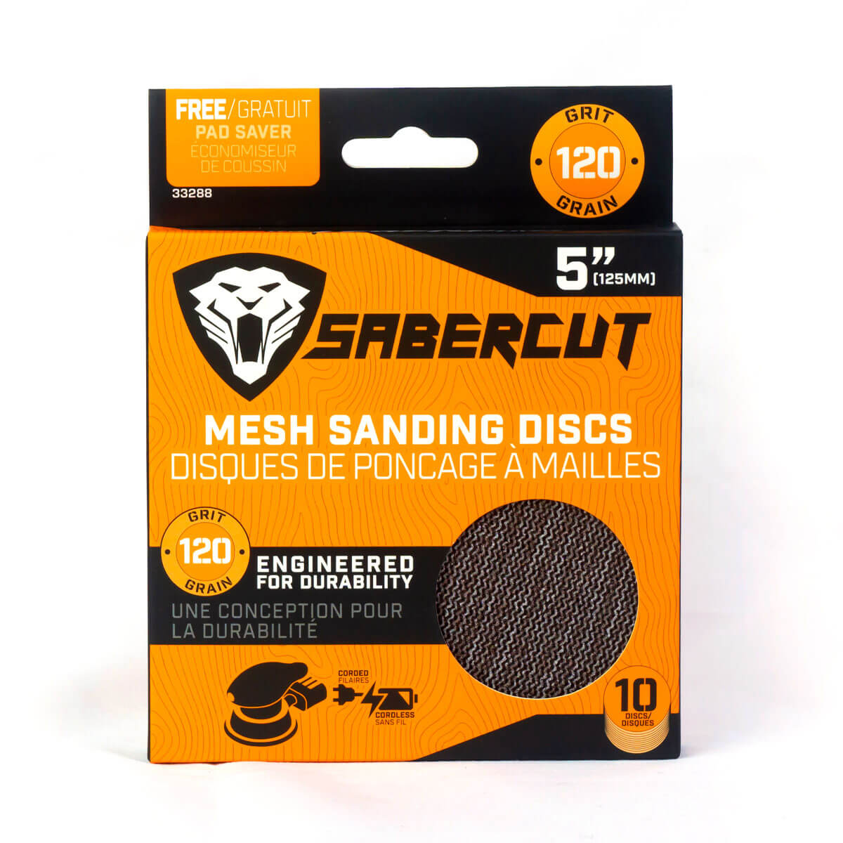 SABERCUT 5 in. 120-Grit Mesh Sanding Disc (10-Pack)