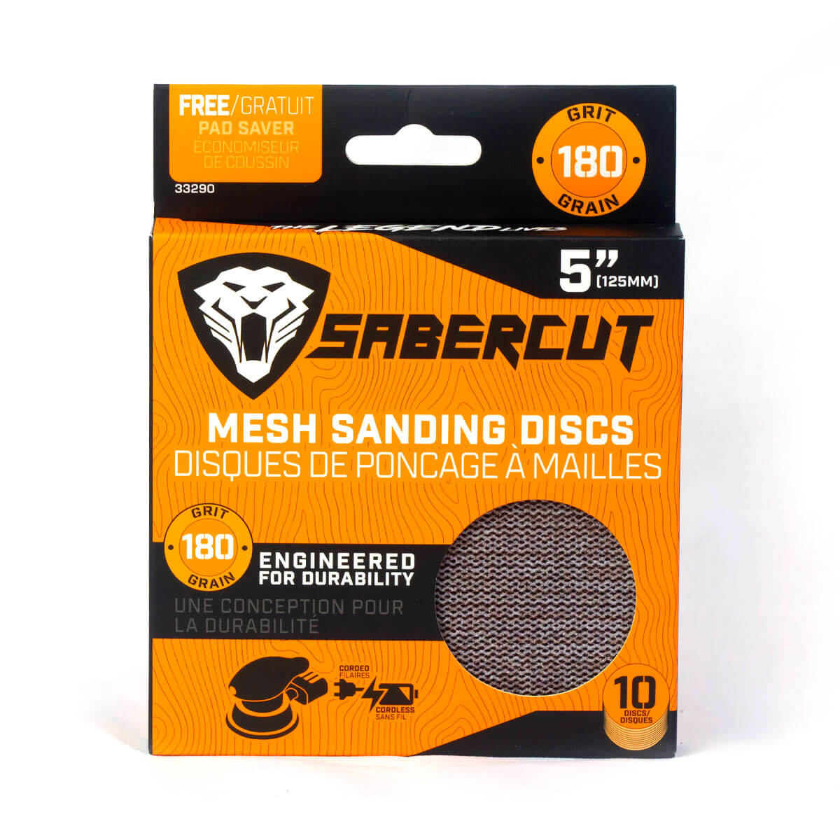 SABERCUT 5 in. 180-Grit Mesh Sanding Disc (10-Pack)
