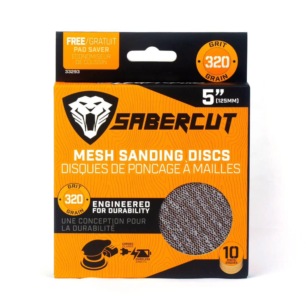 SABERCUT 5 in. 320-Grit Mesh Sanding Disc (10-Pack)