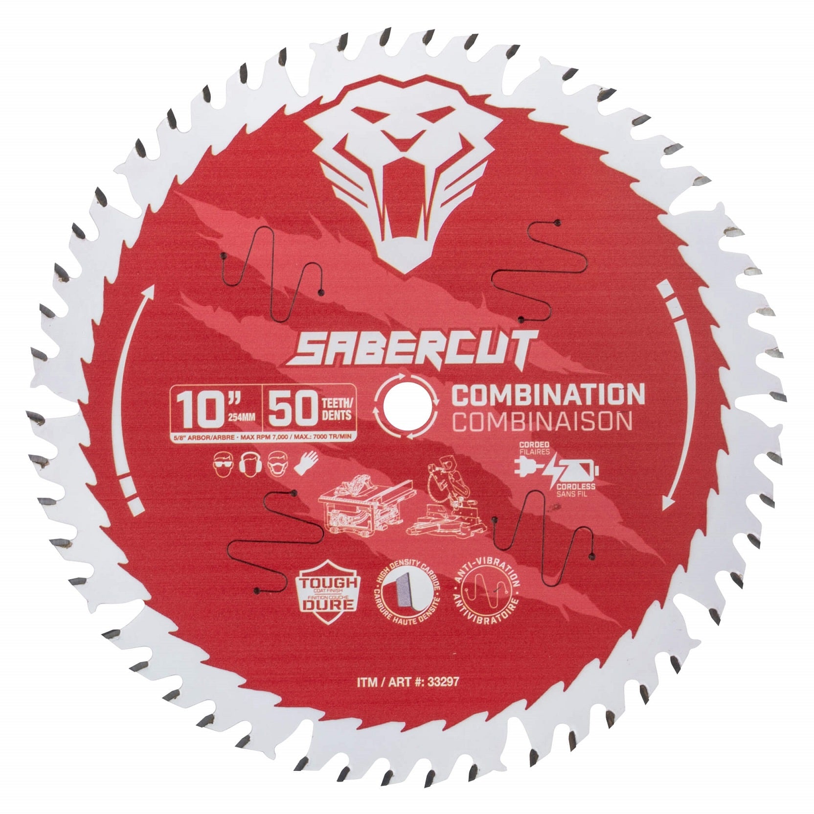 SABERCUT RED LABEL TABLE/MITRE SAW BLADE COMBINATION10" X50T