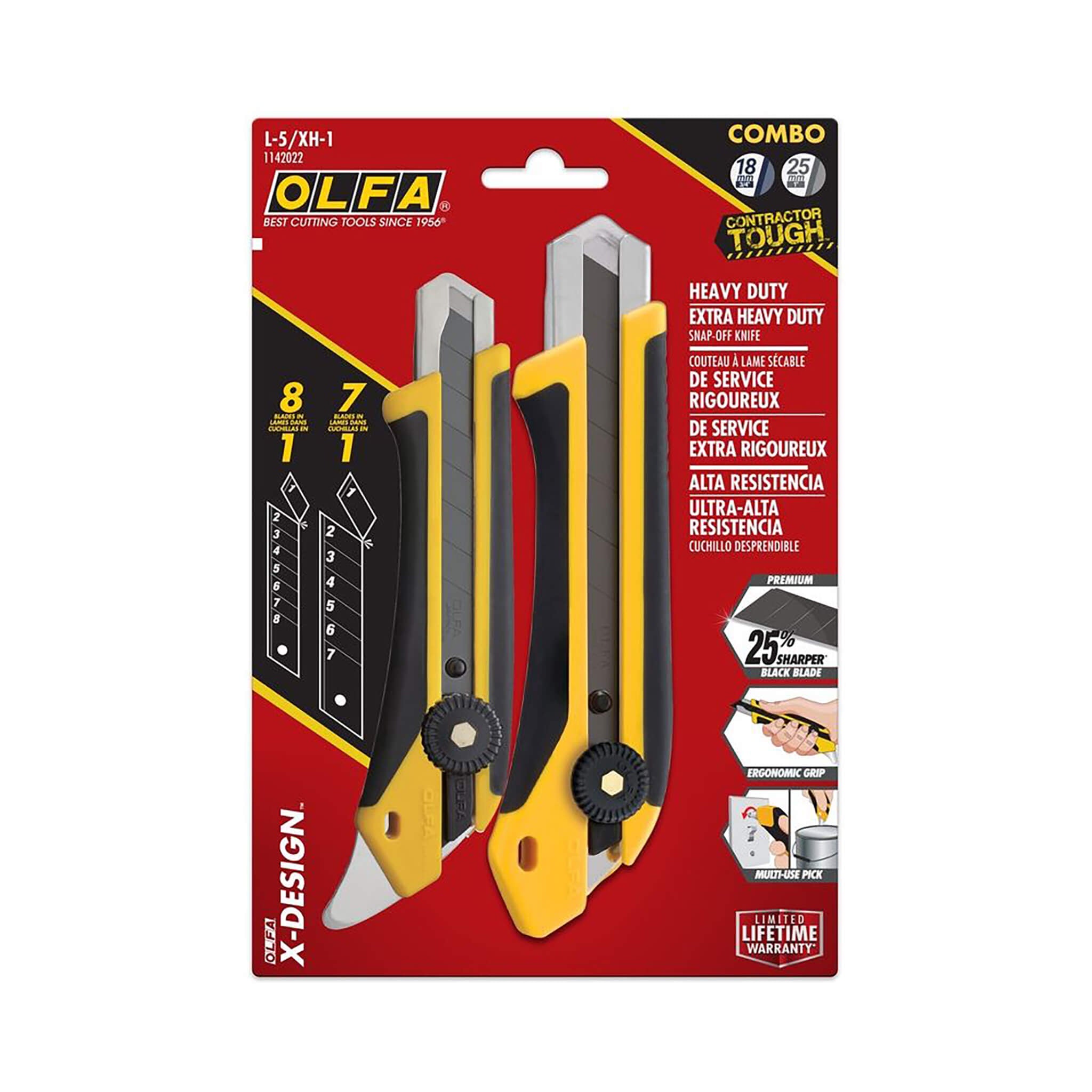 OLFA 1142022 XH-1 25mm & L-5 18mm RATCHET LOCK KNIFE 2 Pack