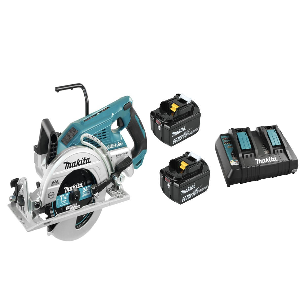 Makita DRS780PTX2 36-Volt (18V x 2) Lithium-Ion 7-1/4 in. Brushless Cordless Rear Handle Circular Saw Kit