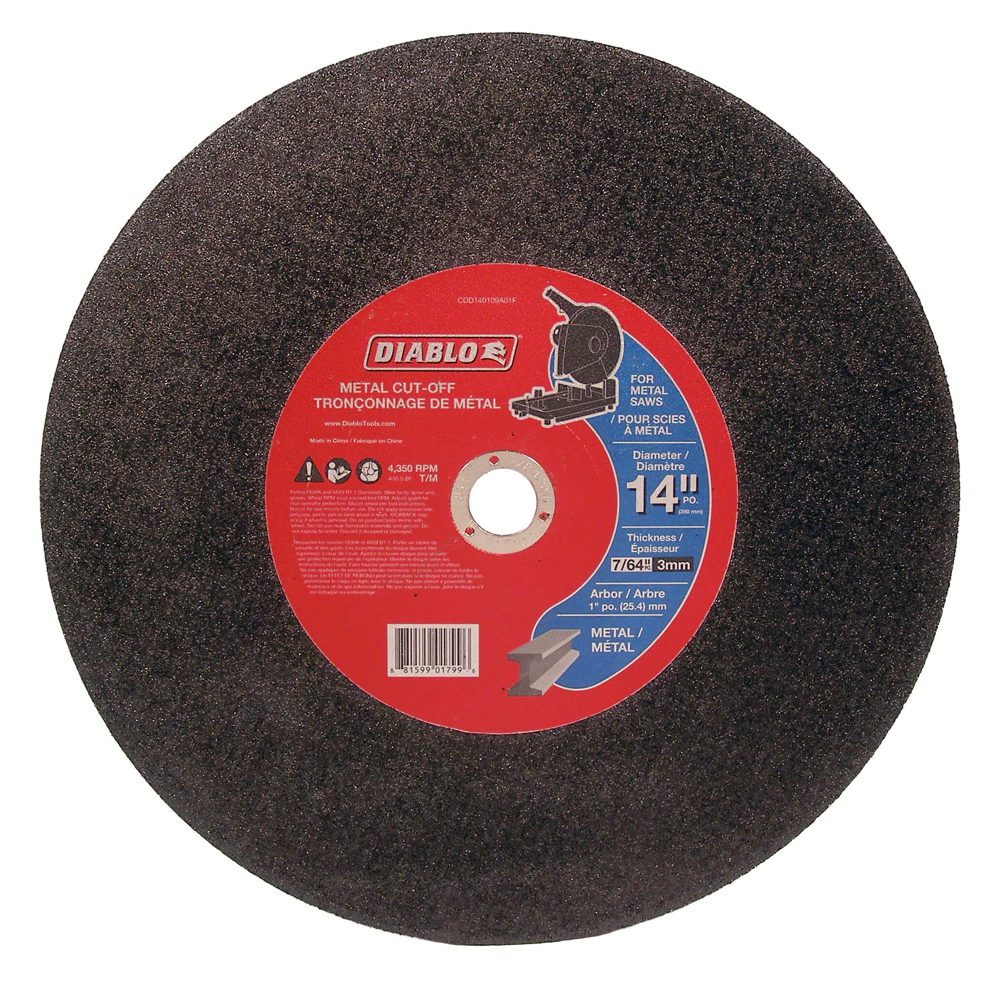 Diablo CDD140109A01F Chop Saw Blade 14" X 7/64" X 1"