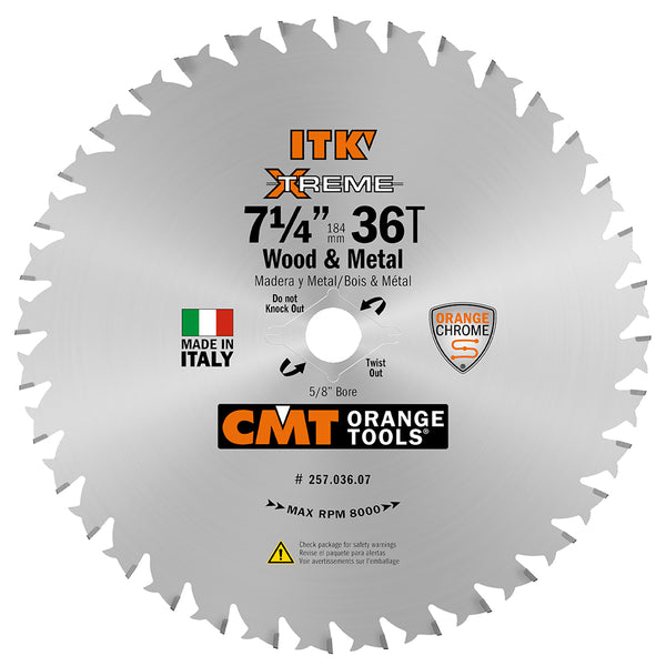 CMT 257.036.07 ITK EXTREME 7-1/4-In X 36 Teeth Wood & Metal Saw Blade