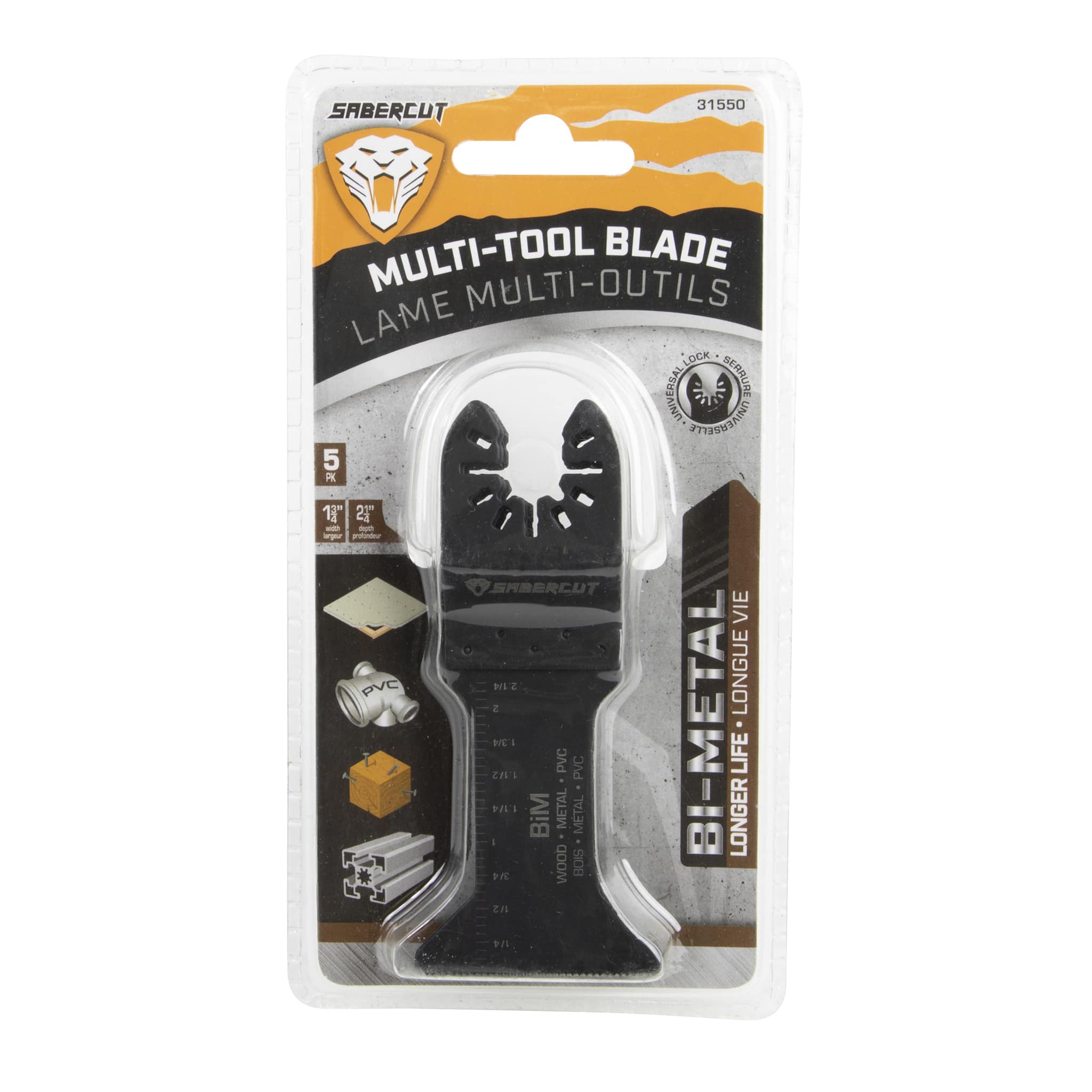 Sabercut 1-3/4in x 1-1/2in Multi-Tool BIM Wood/Nail/PVC Blade (5-Pack)