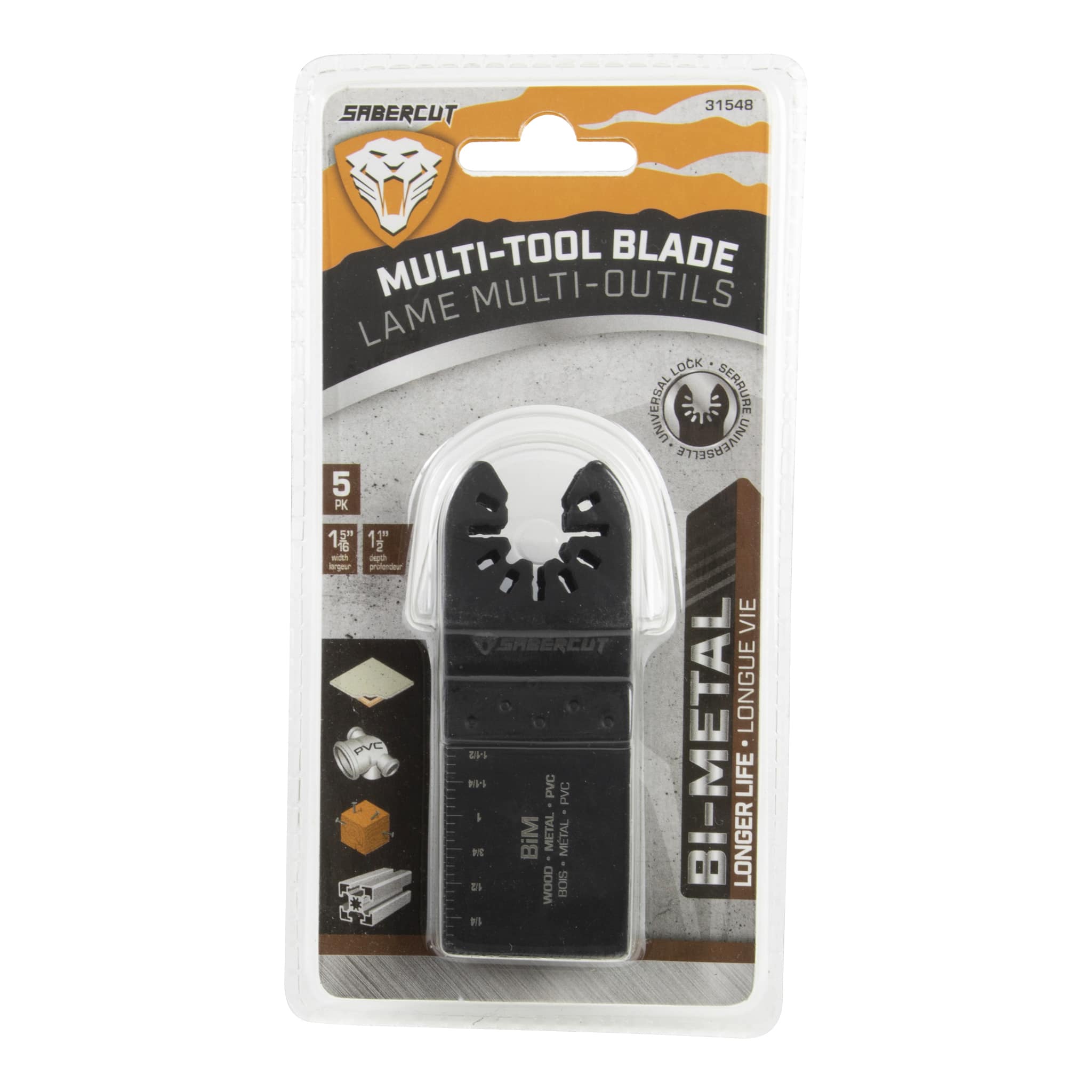 Sabercut 1-5/16in x 1-1/2in Multi-Tool BIM Wood/Nail/PVC Blade (5-Pack)