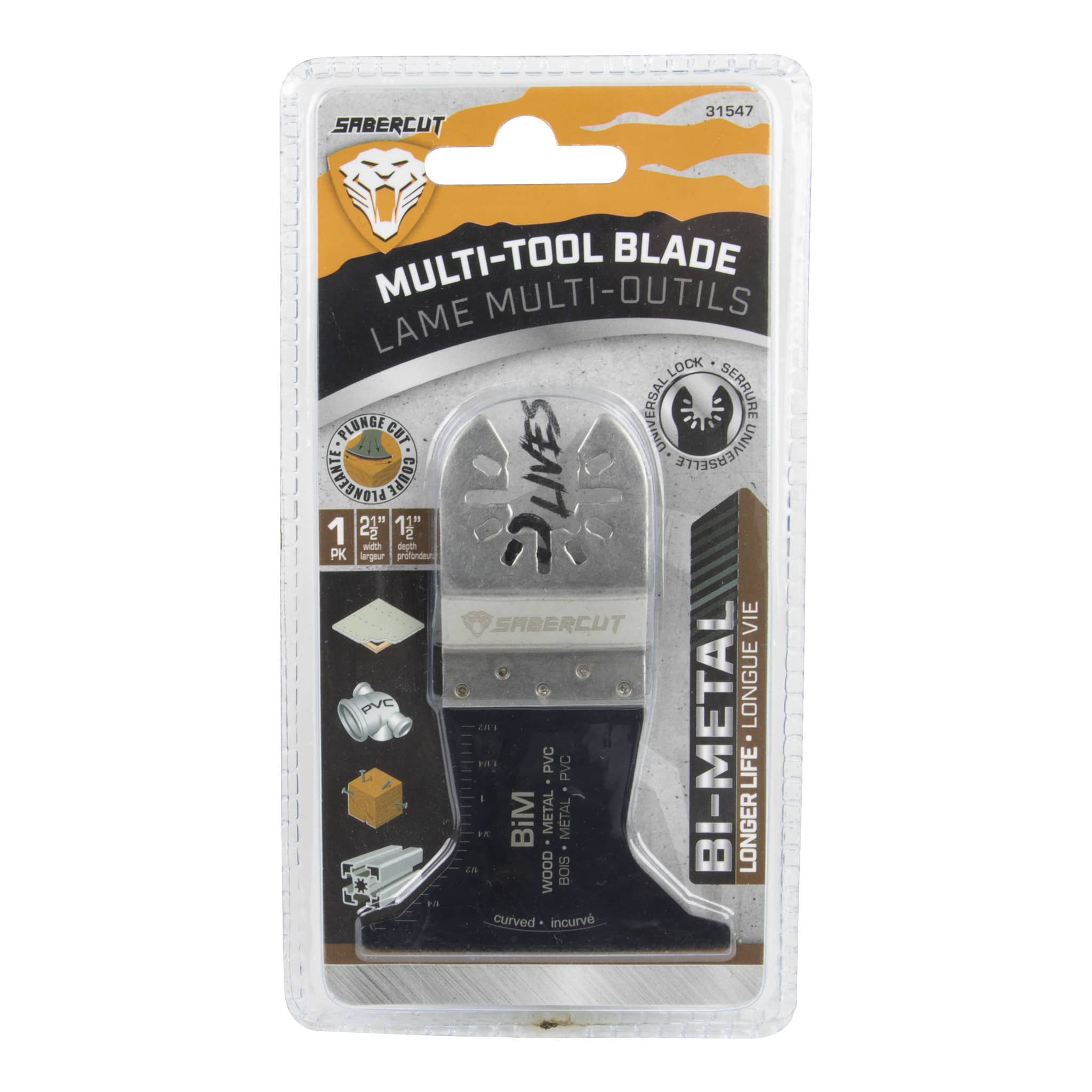 Sabercut 2-1/2in x 1-1/2in Multi-Tool BIM Plunge Wood/Nail Blade