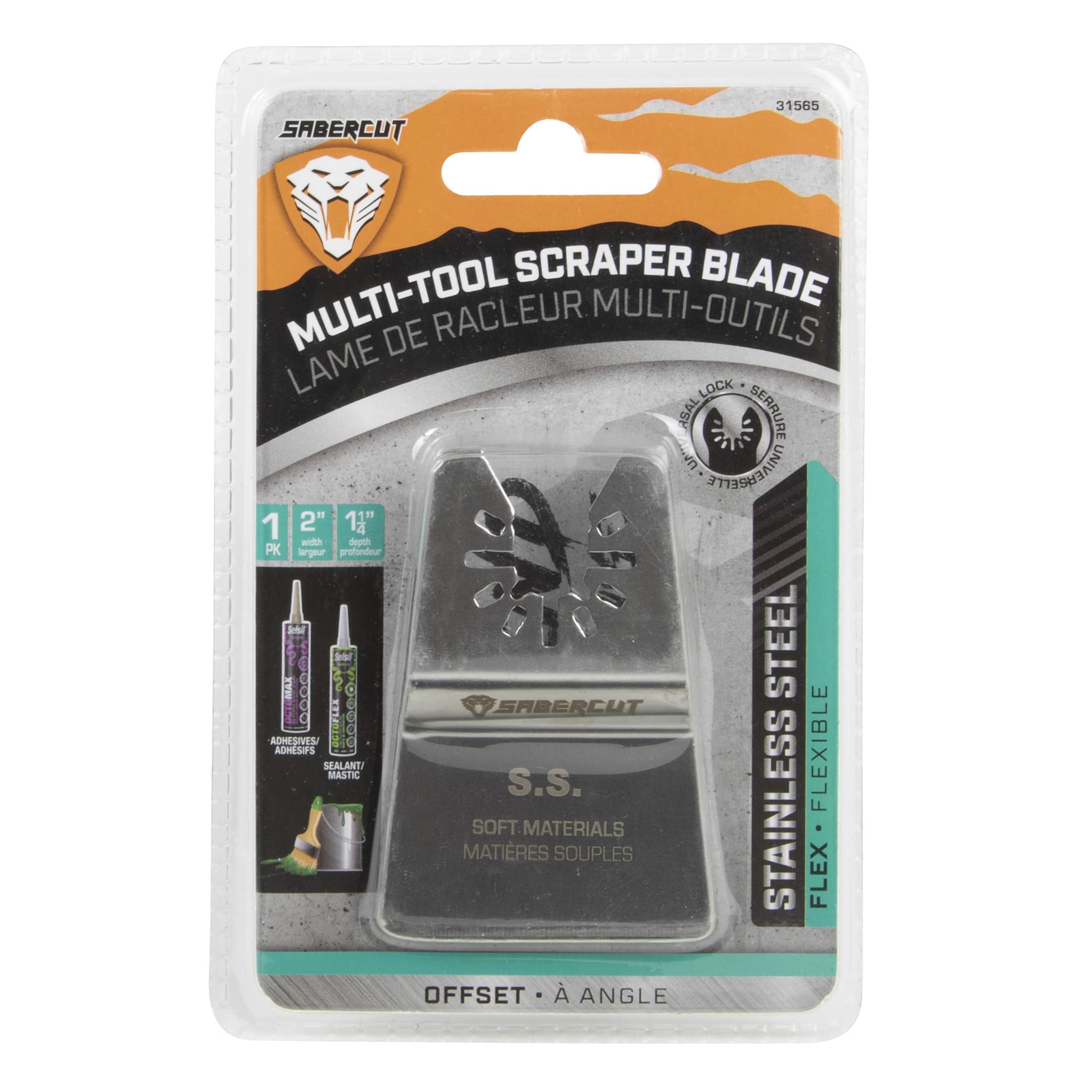 Sabercut 2in x 1-1/4in Multi-Tool Stainless Steel Offset Scraper