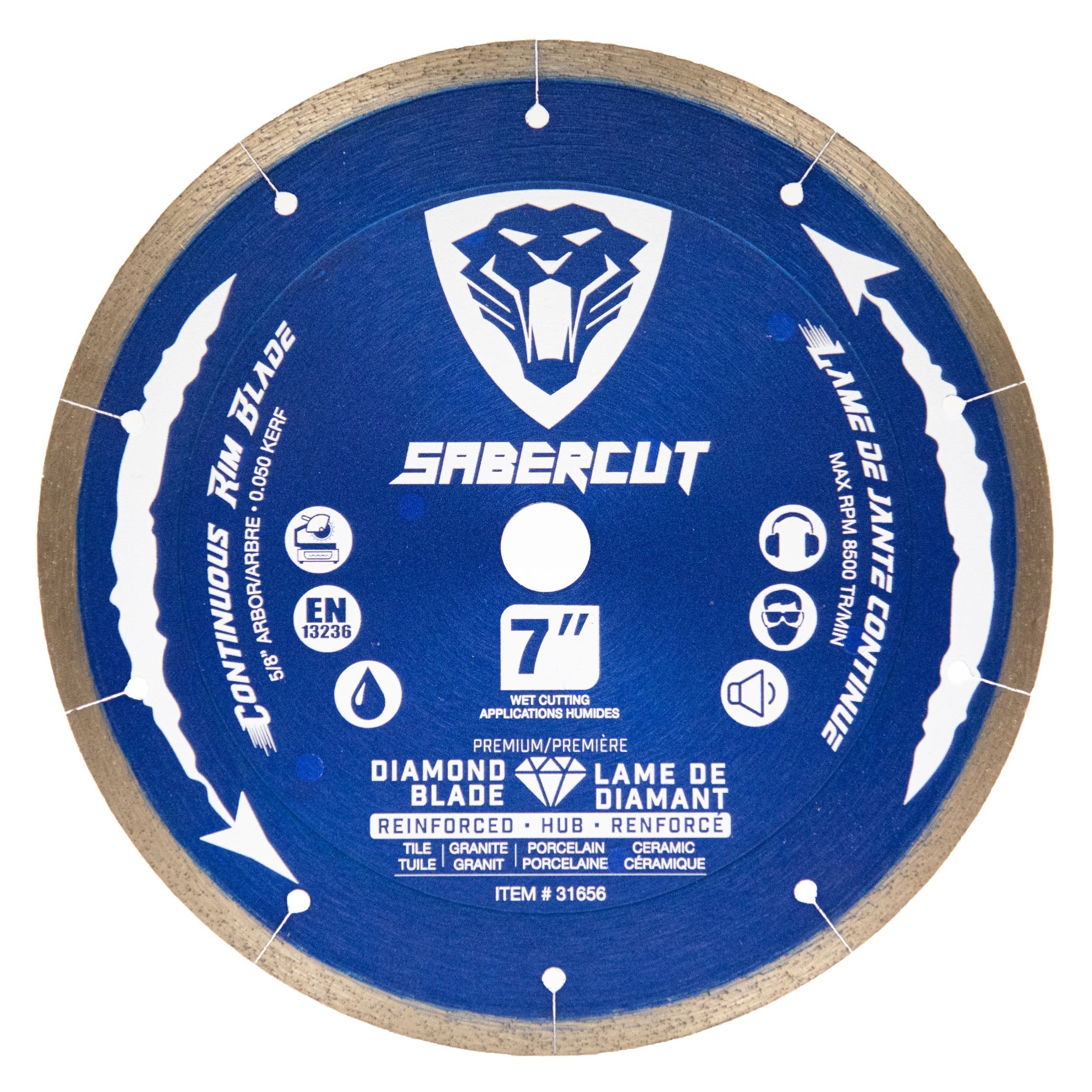 SABERCUT 7 in. Silent Reinforced Hub Tile, Porcelain & Granite Segmented Diamond Blade