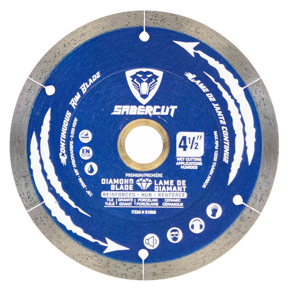 SABERCUT 4-1/2 in. Silent Reinforced Hub Tile, Porcelain & Granite Segmented Diamond Blade