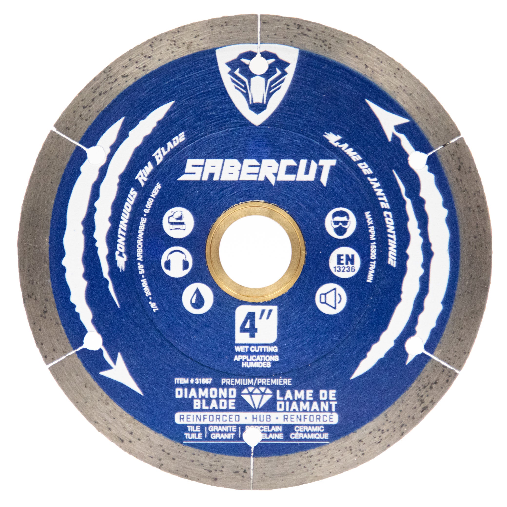 SABERCUT 4 in. Silent Reinforced Hub Tile, Porcelain & Granite Segmented Diamond Blade