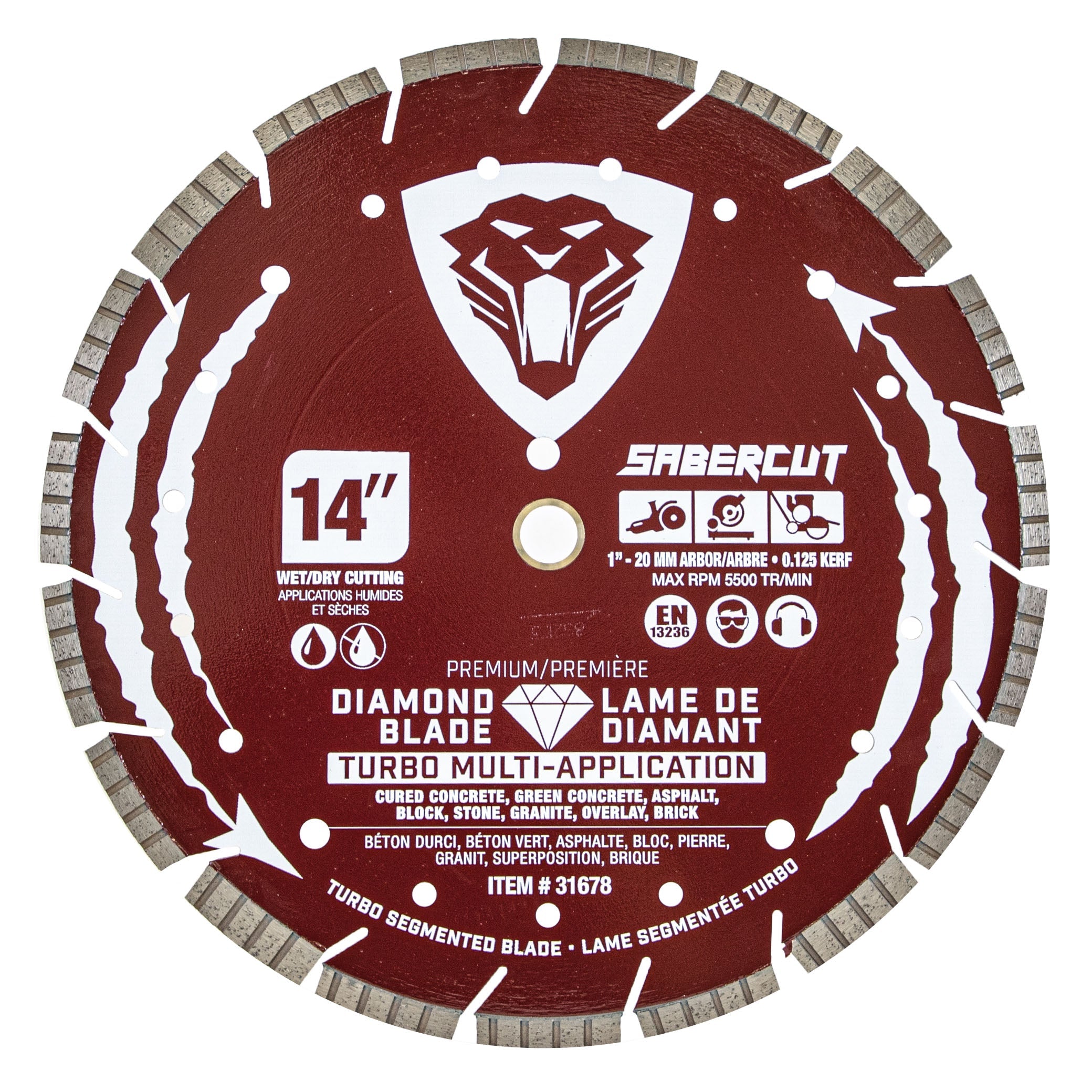 SABERCUT 14-In. x 1-In.-20mm Multi-Application Premium Turbo Segmented Diamond Blade