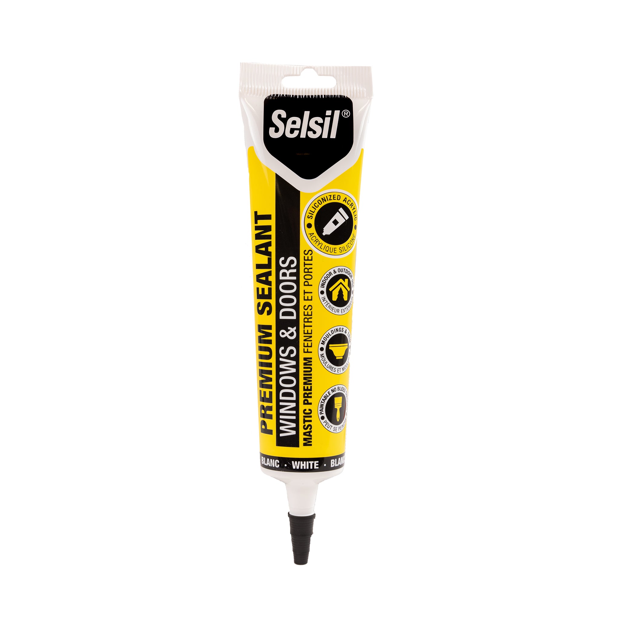 Selsil Siliconized Acrylic White Caulking Squeeze Tube 162mL