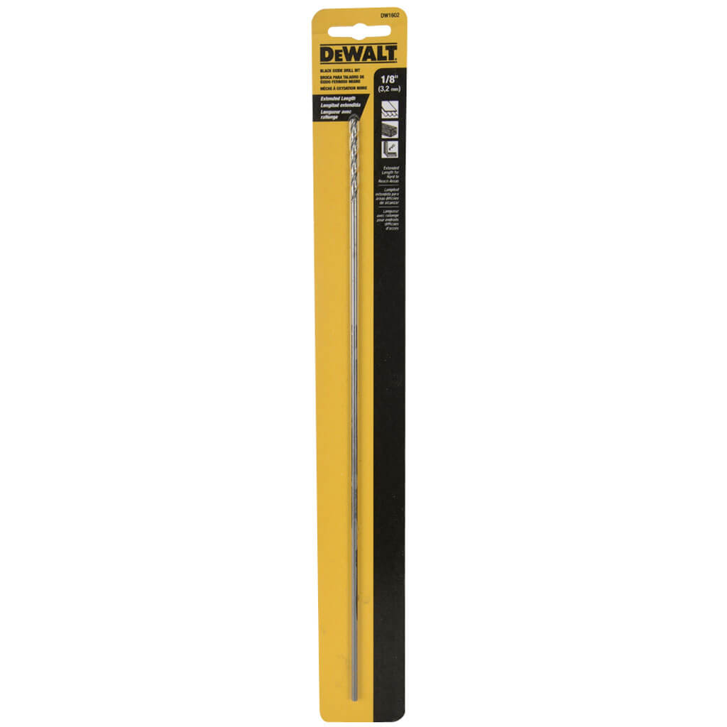 DEWALT DW1602 1/8 in. x 12 in. Black and Gold Metal Drill Bit