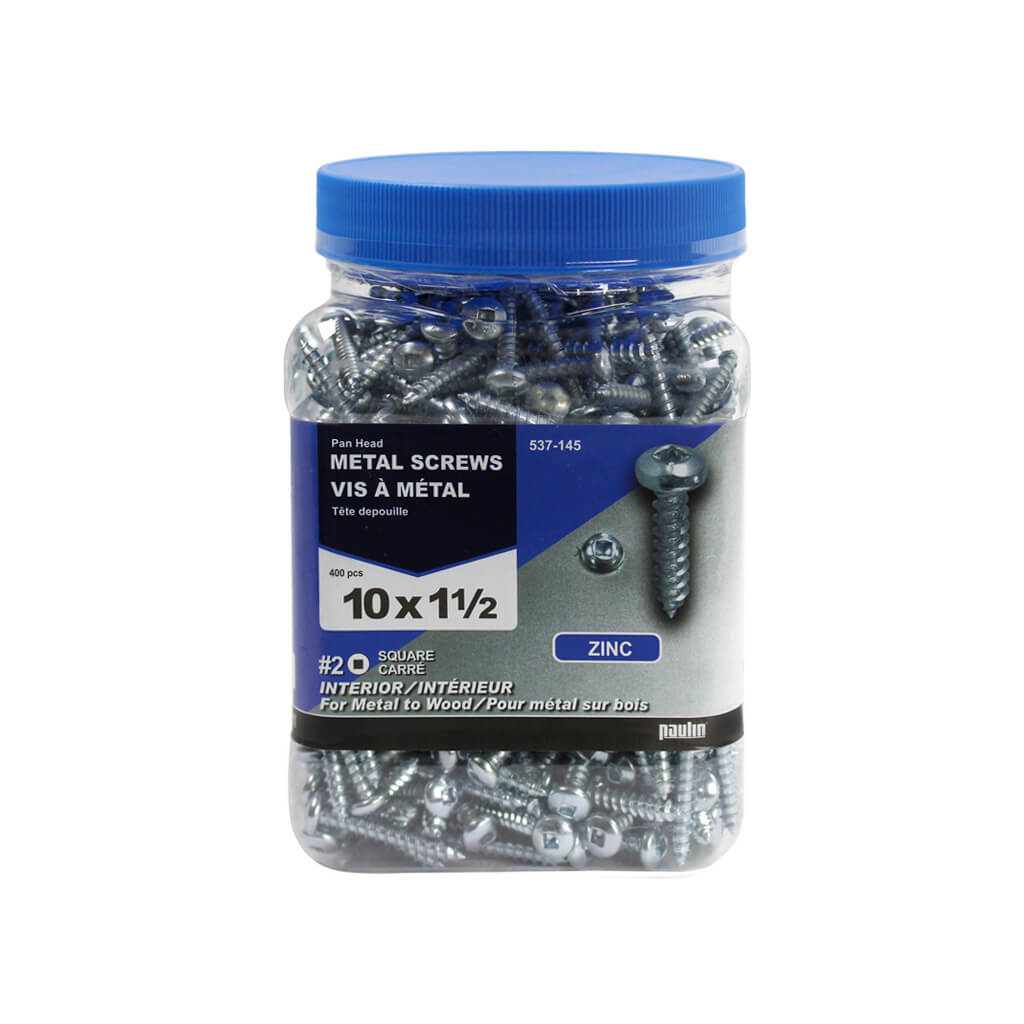 H Paulin #10 x 1-1/2 in. Zinc Coated Pan Head Square Drive Interior Metal Screws (400-Jug)