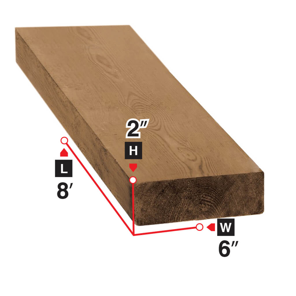 2 in. x 6 in. x 8 ft. Brown Pressure Treated Lumber