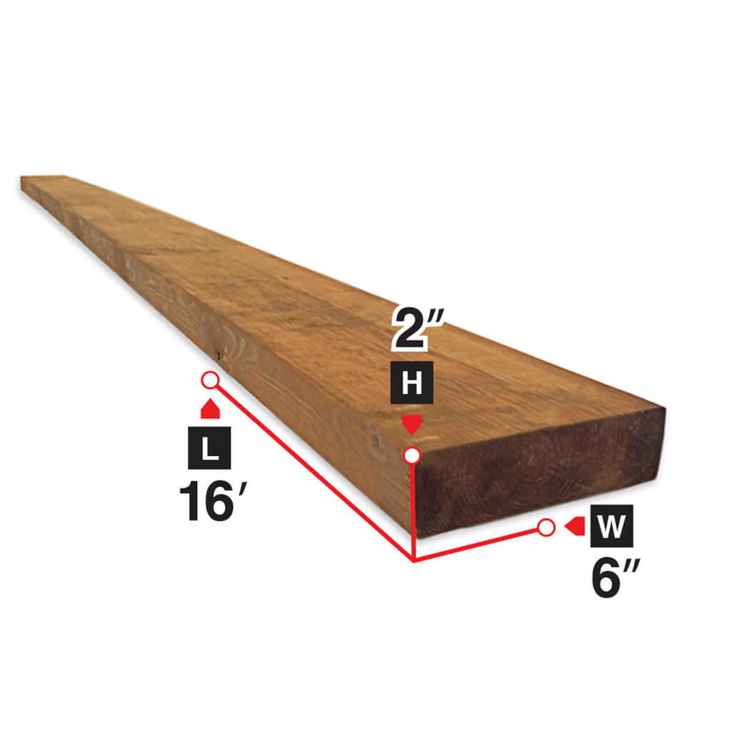 2 in. x 6 in. x 16 ft. Brown Pressure Treated Lumber | Investments