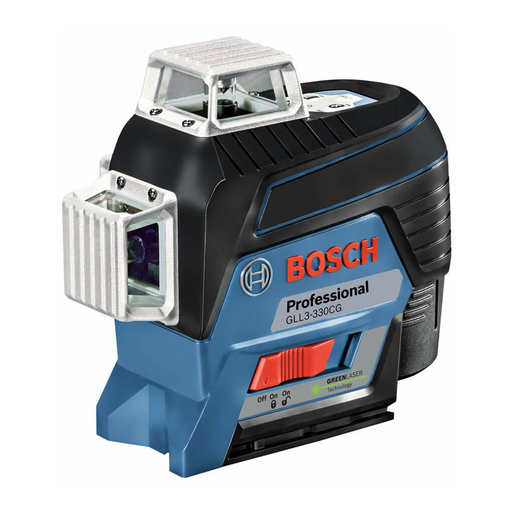 BOSCH GLL3-330CG 12-Volt Lithium-Ion Cordless 360-Degree Connected 3-Beam Leveling and Alignment Green Line Laser Kit