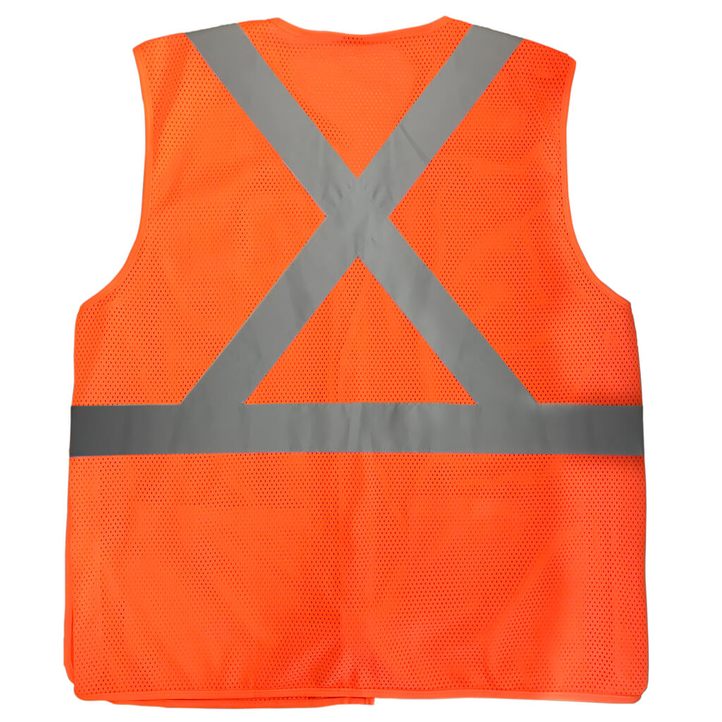 DuraDrive Men's Orange Hi-Vis Class 2 Level 2 Knitted Mesh Break-Away Safety Vest with Pockets