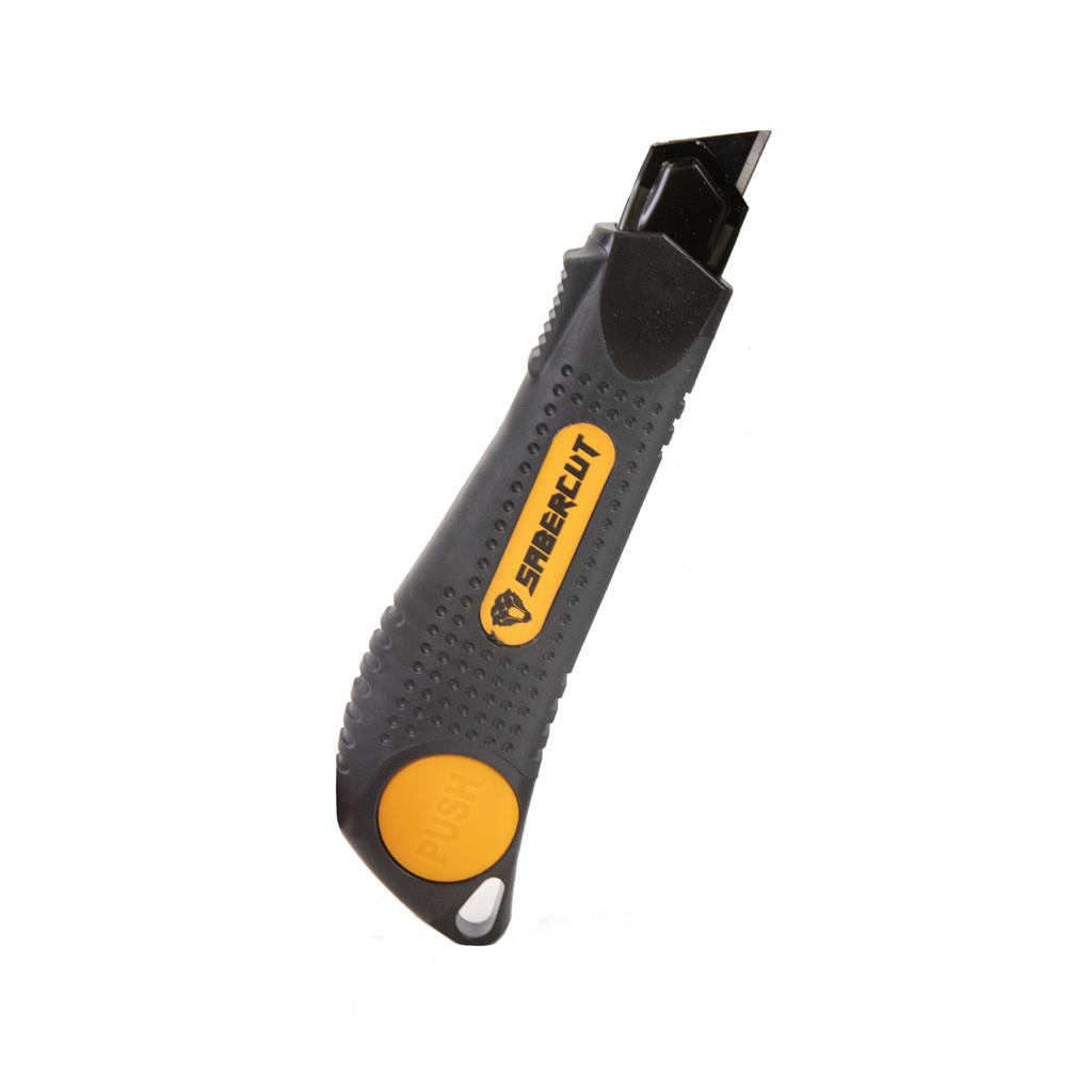 SABERCUT RUBBER CUSHION GRIP WHEEL LOCK UTILITY KNIFE 18MM