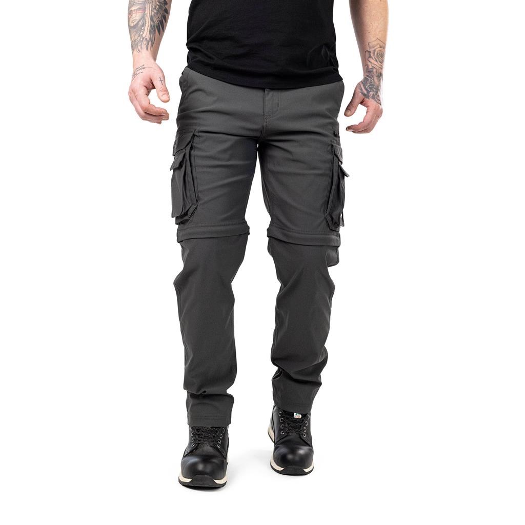 DuraDrive ELEVATE convertible cargo pants with FLEX PRO elastic waistband and zip-off leg panels.