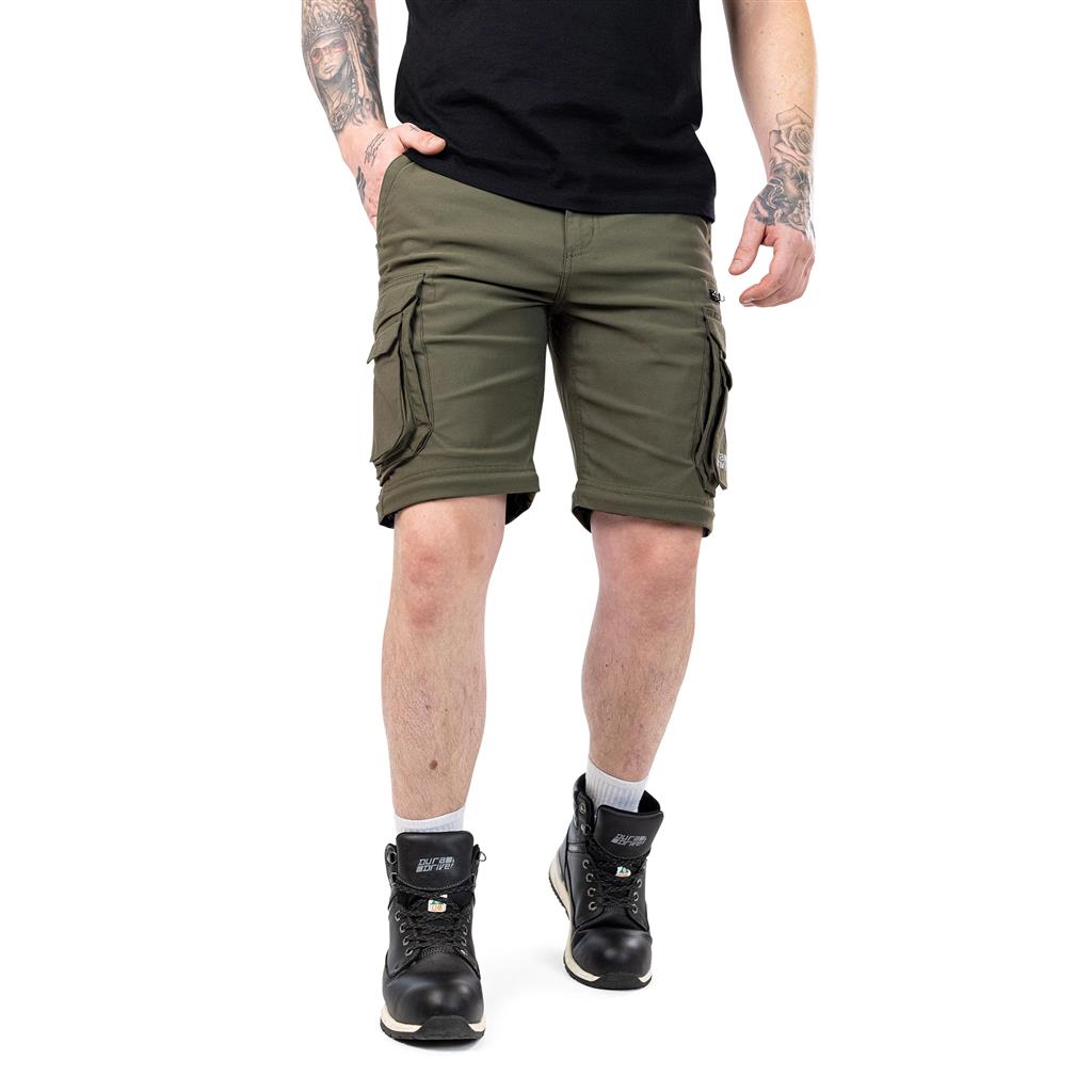 DuraDrive ELEVATE convertible cargo pants with FLEX PRO elastic waistband and zip-off leg panels.