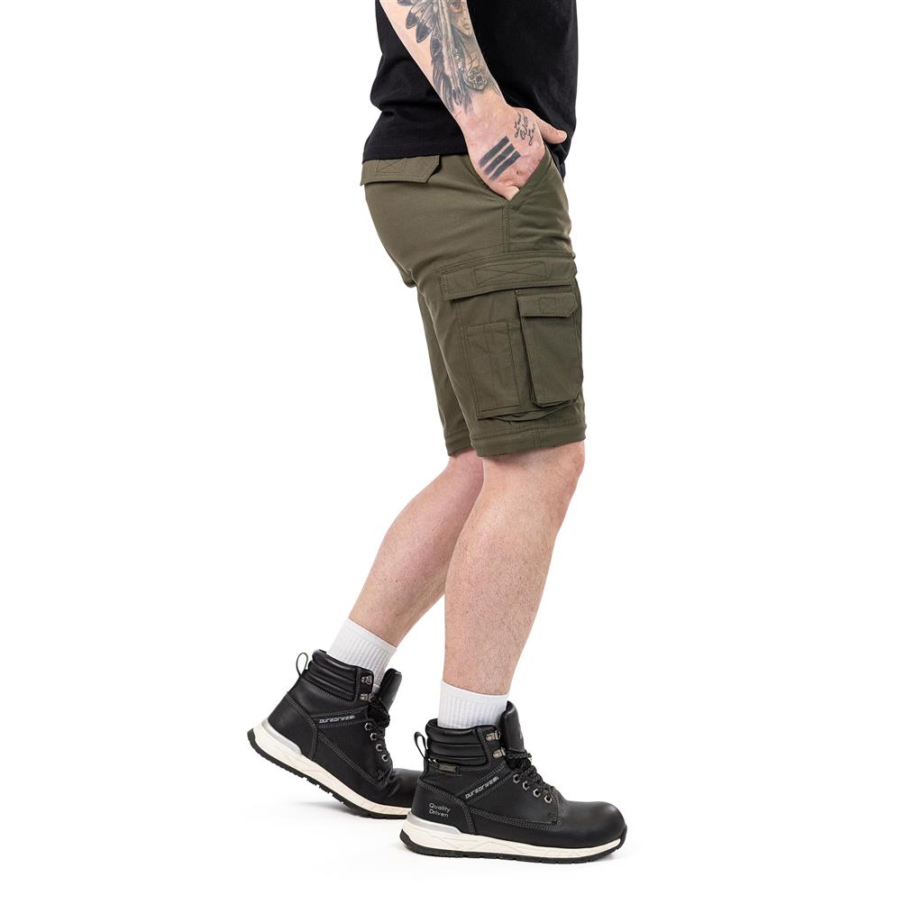 DuraDrive ELEVATE convertible cargo pants with FLEX PRO elastic waistband and zip-off leg panels.