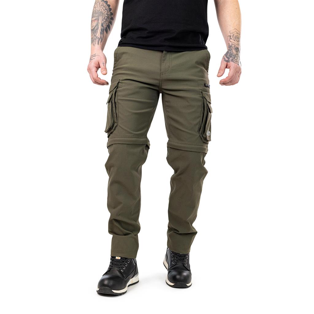 DuraDrive ELEVATE convertible cargo pants with FLEX PRO elastic waistband and zip-off leg panels.