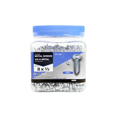 H Paulin #8 x 1/2 in. Zinc Coated Pan Head Square Drive Interior Metal Screws (1,000-Jug)