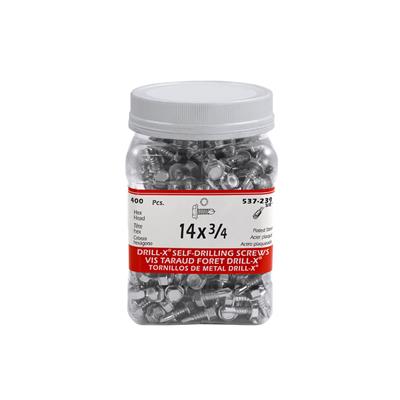 H Paulin #14 x 3/4 in. Zinc Coated Hex Head Self-Drilling Drill-X Metal Screws (400-Jug)