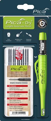 PICA Dry Longlife Automatic Pencil and Refill Bundle For Joiners (Graphite)