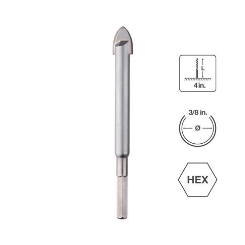 Sabercut Carbide-Tipped Hard Stone & Tile Drill Bit 3/8" X 4"